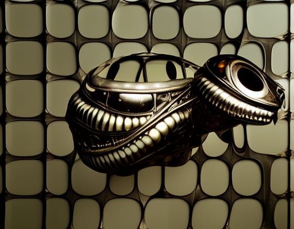 Hyperrealistic Alien Insectoids in Glass, Close-Up