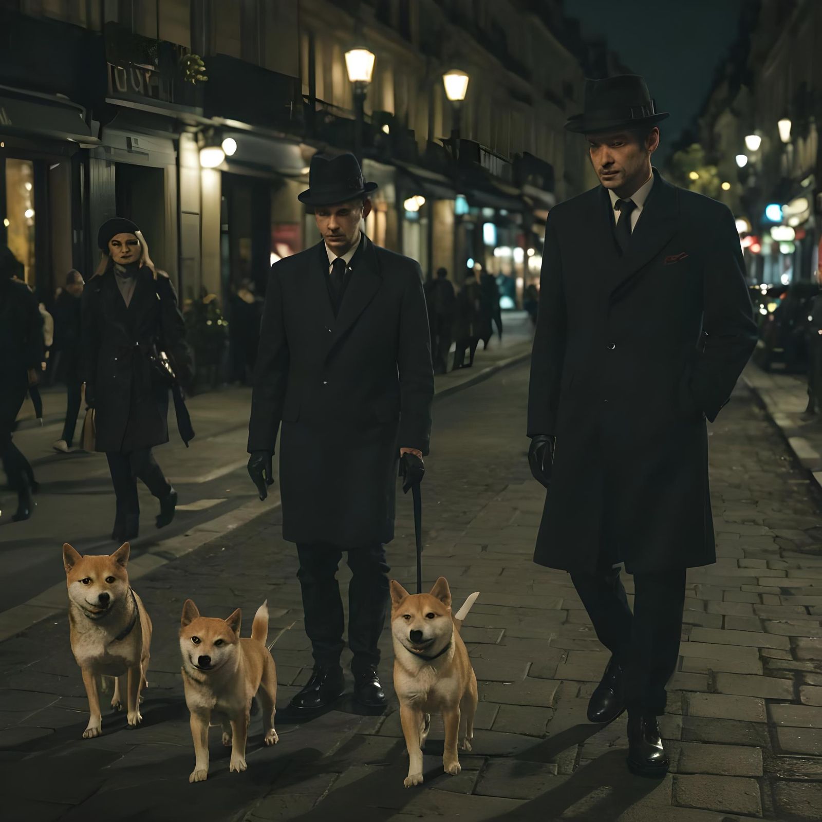 Shiba Inu Humanoids in Paris at Night