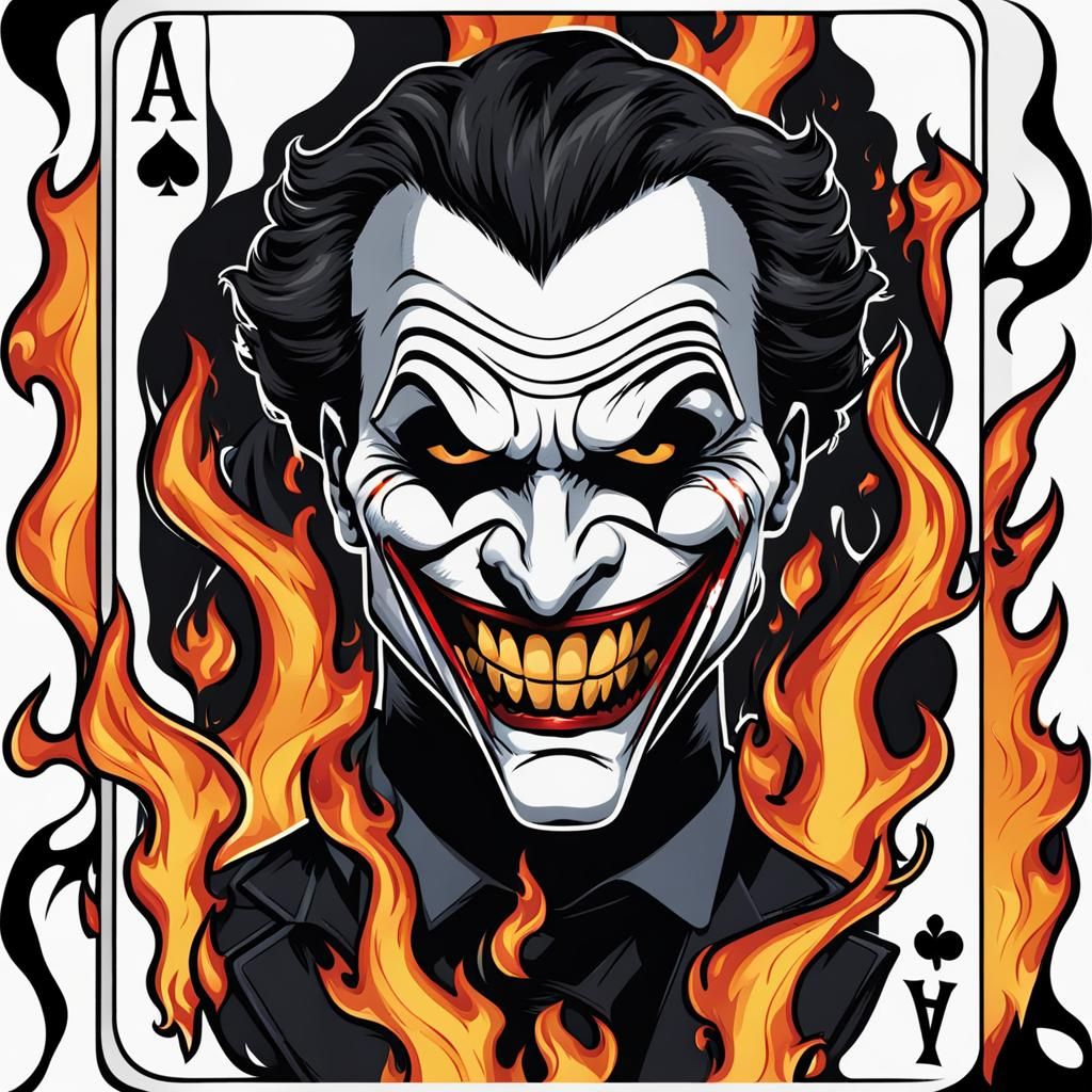 Flaming Black Joker Card