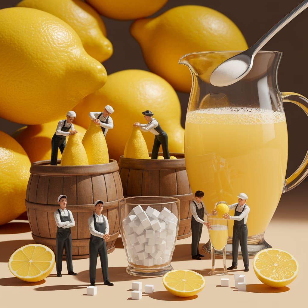 Whimsical Lemonade Stand in a Vibrant Photograph