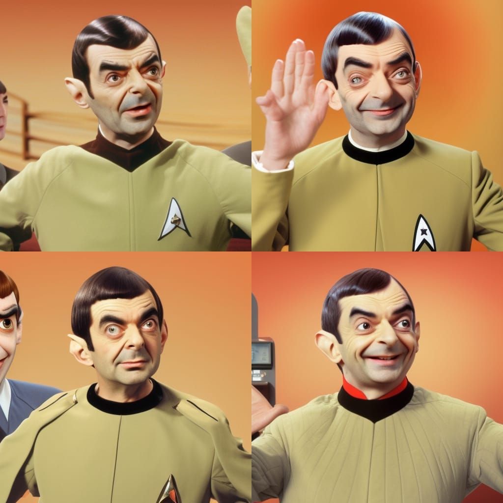 Mr. Bean as Mr. Spock with Baldrick as Captain Kirk