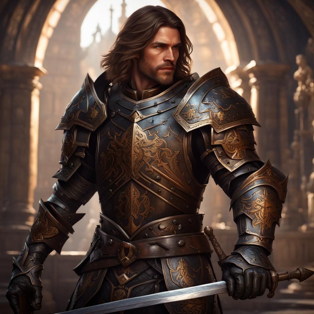 Leonid Paladin in Black Armor: Fantasy Concept Art