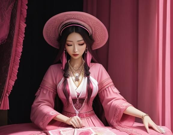 Pink Fortune Teller in Elegant Western Style