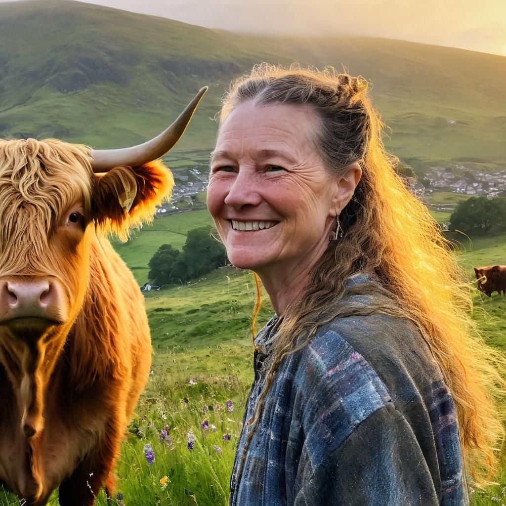 Highland Cow Portrait in Golden Light, Velázquez Style