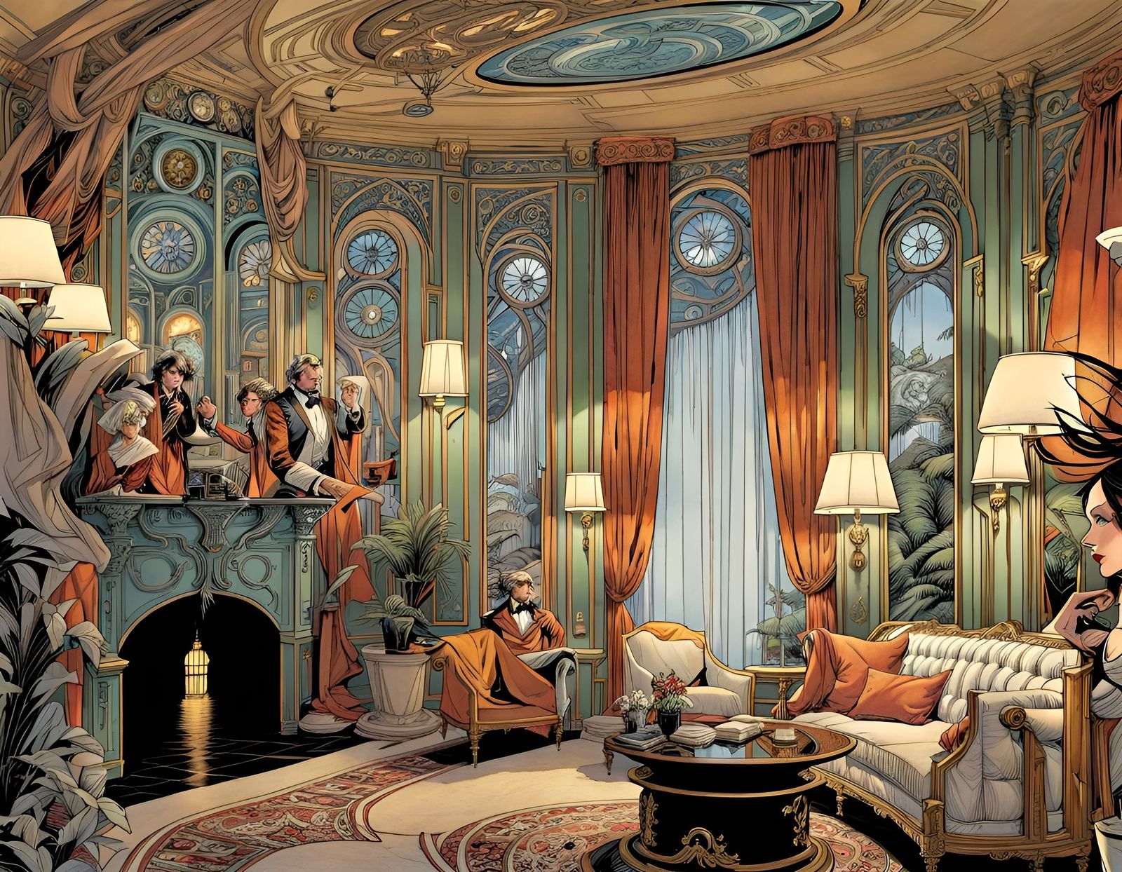 Art Nouveau Comic Book Panels by Doran and Kaluta