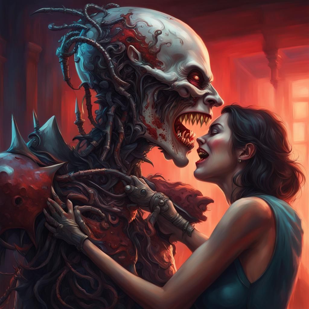 Vampire Robot Attack in Hyperrealistic Style