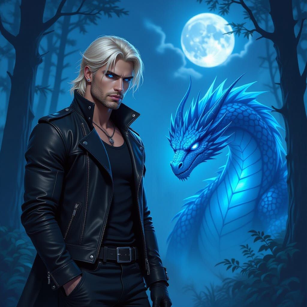 Sapphire-Eyed Vampire and Dragon in Comic Book Art