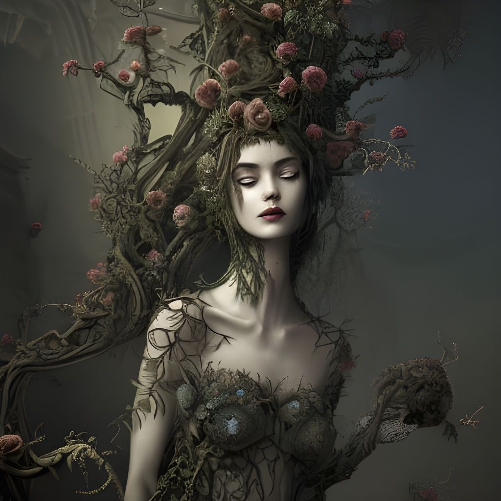 Poisonous Vines Encircle Moon in Fantasy Art