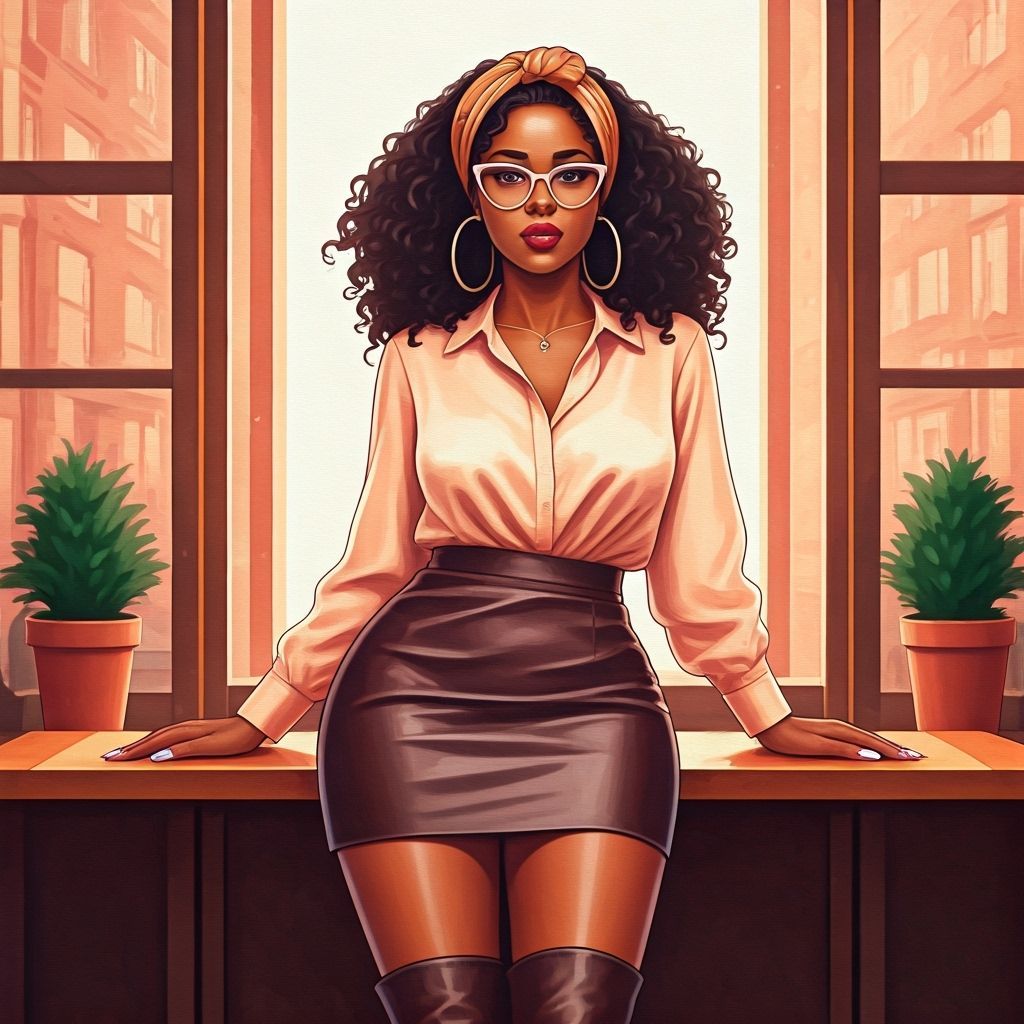 African American Woman Creating Vision Boards in Spring Cafe