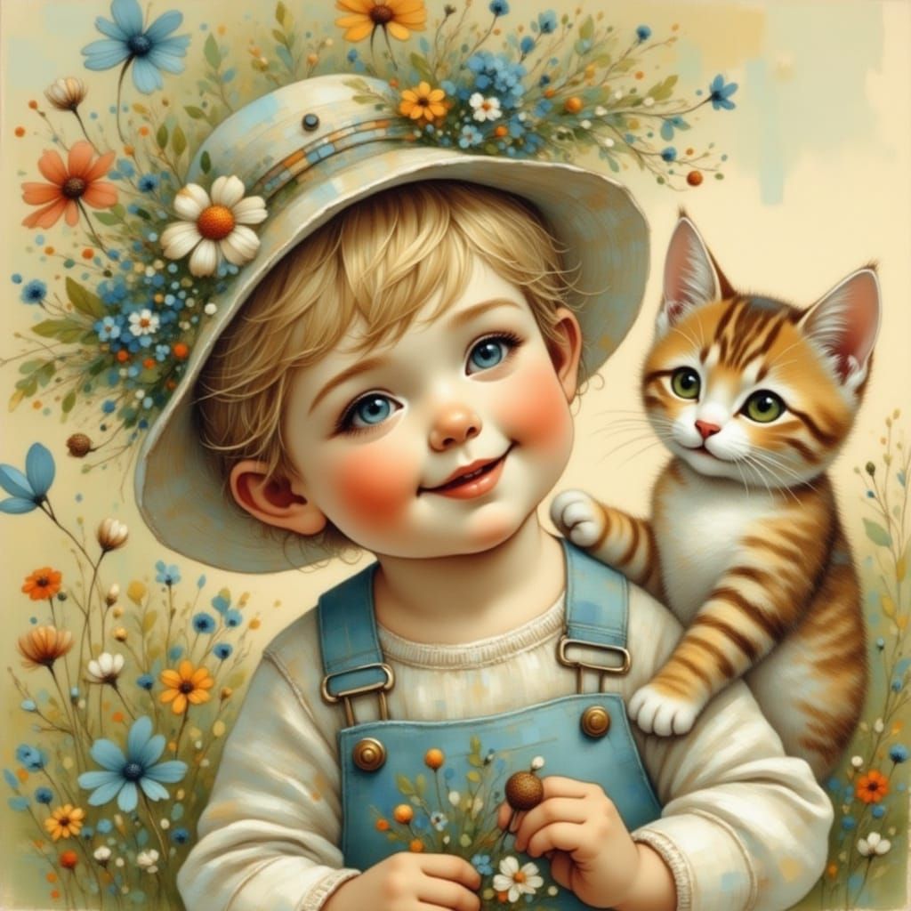 Joyful Toddler Receives Feline Friend in Whimsical Style