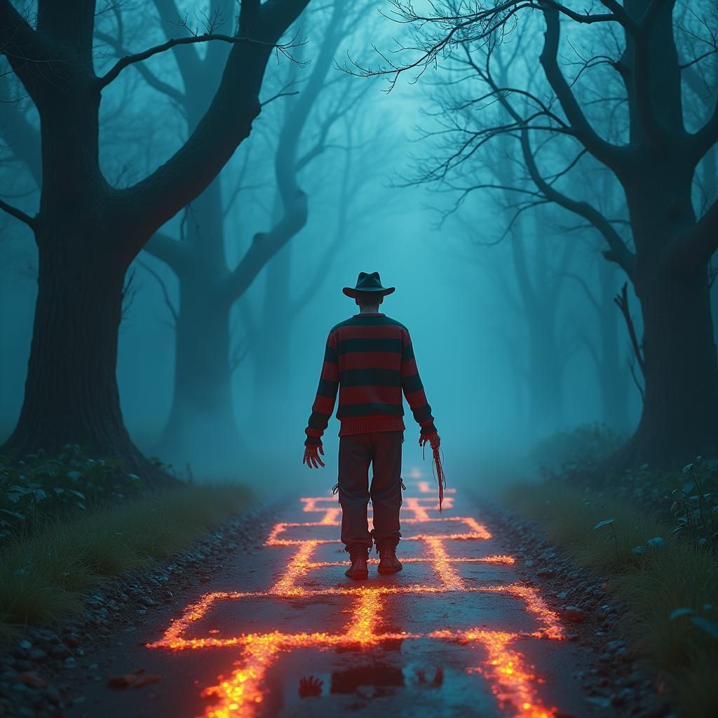 Freddy Krueger Plays Hopscotch in Dreamscape