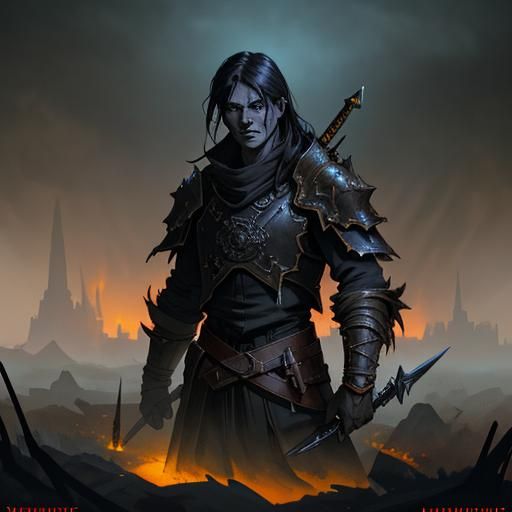 Warrior in Hellish Battle: A Dark Fantasy Concept