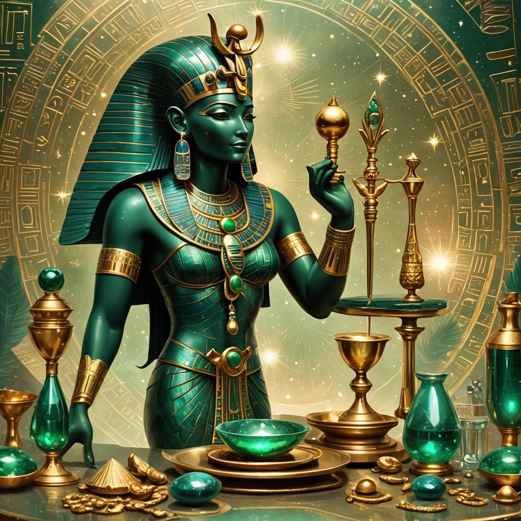 Osiris and Isis in Emerald and Gold
