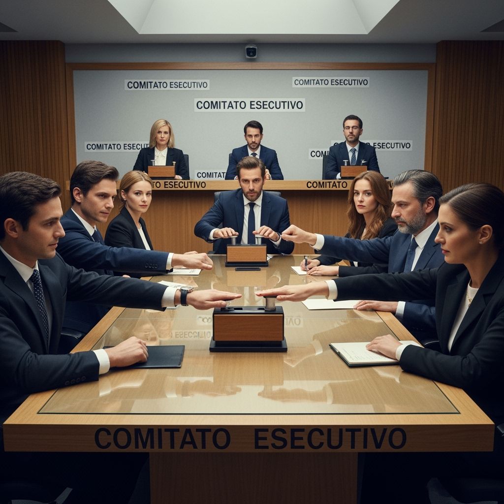 Executive Committee Meeting in Geometric Minimalist Style