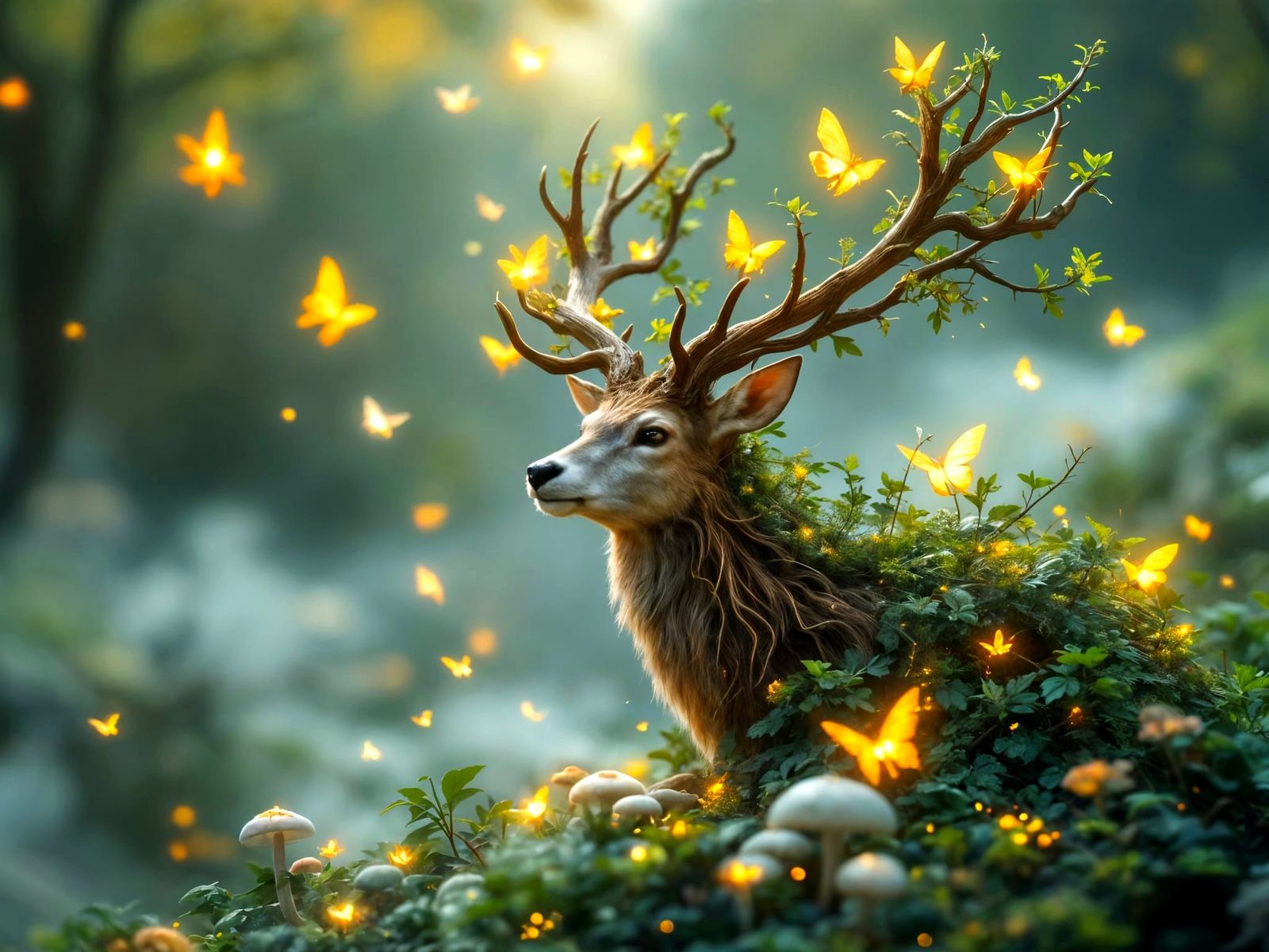 Enchanted Forest Deer in Hyperreal Fantasy Style