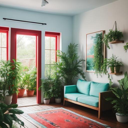 Muslin House Interior with Intense Colors