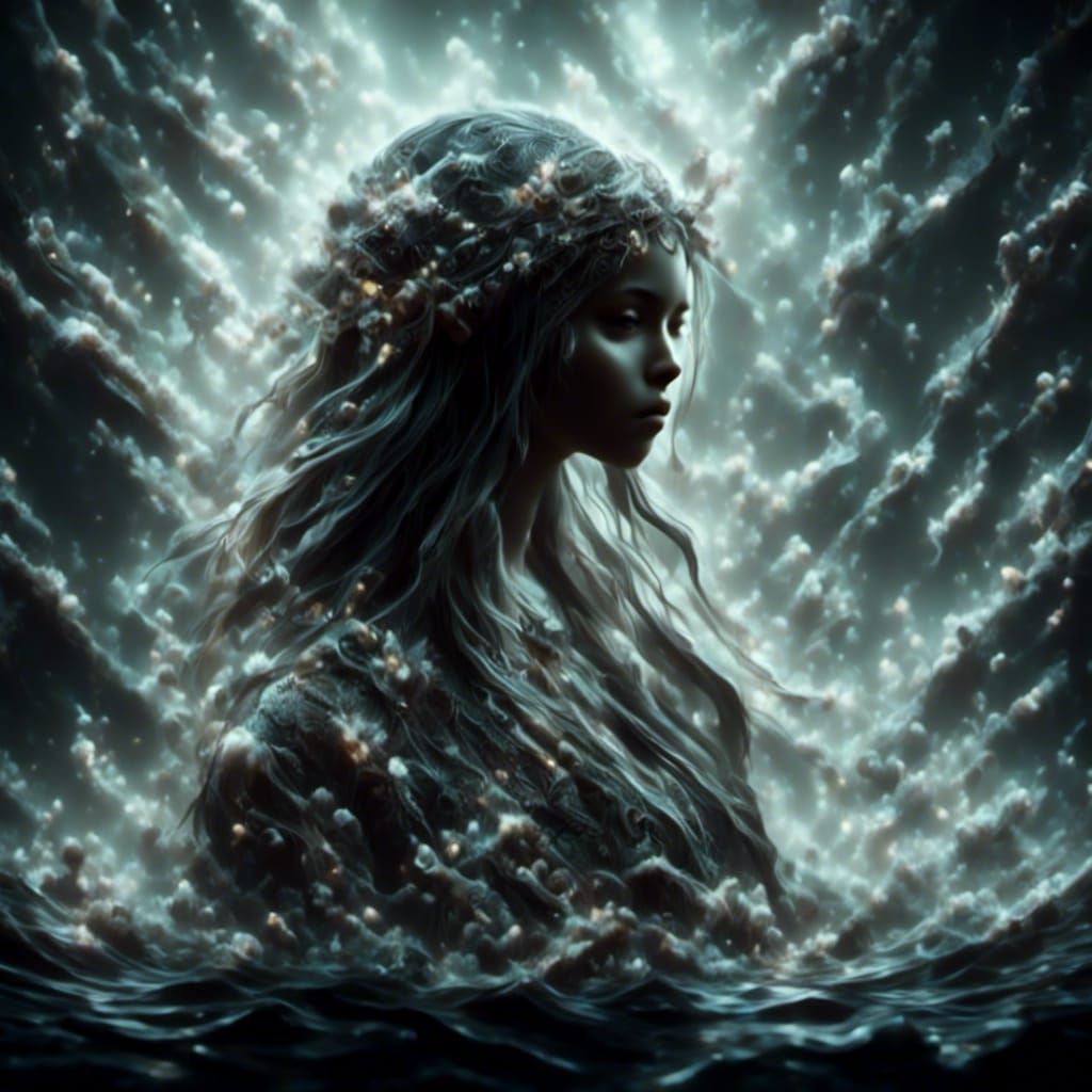 Bioluminescent Mermaid in Deep Water Fantasy