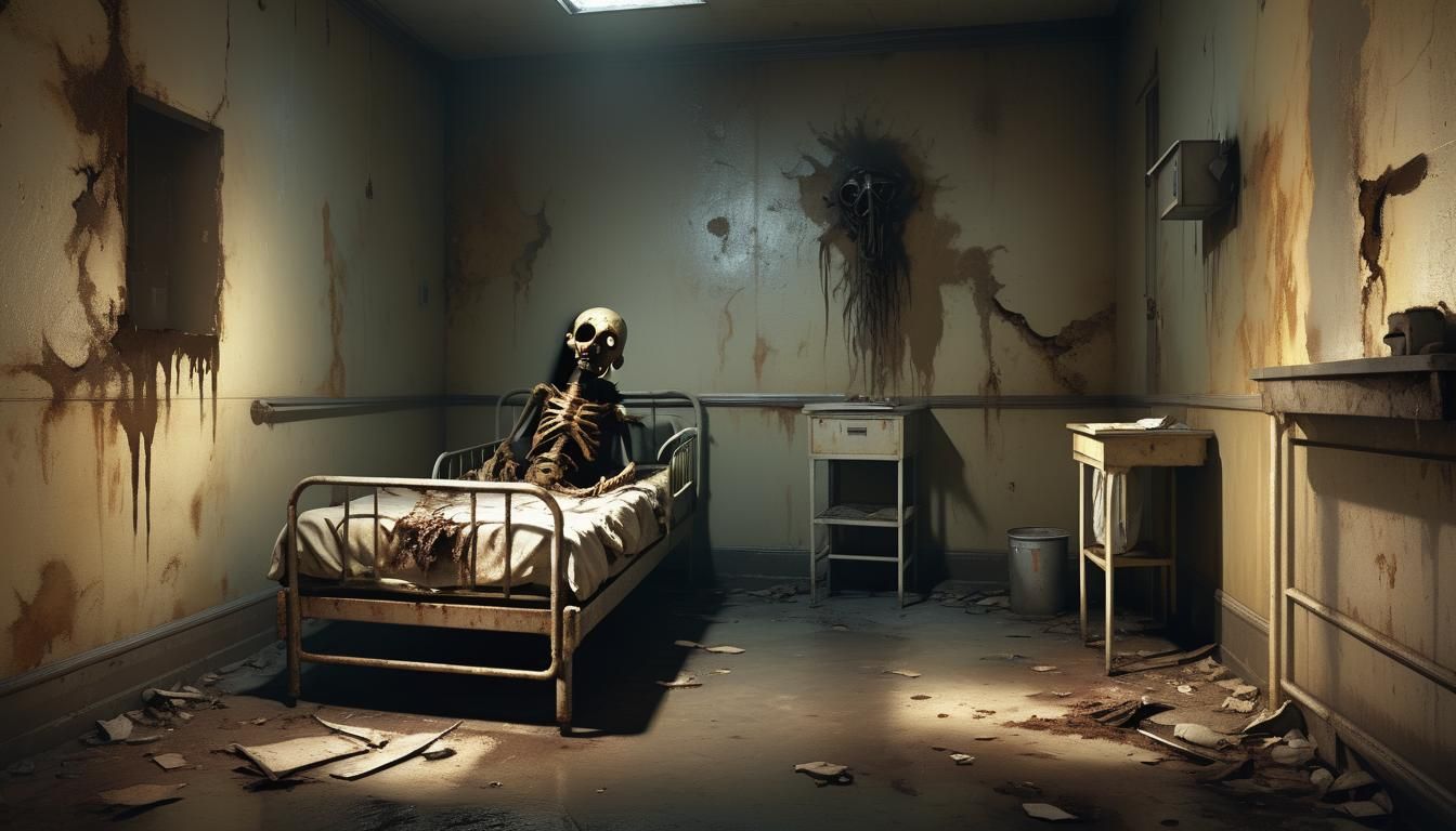 Grotesque Creature Hidden in Scary Asylum Room