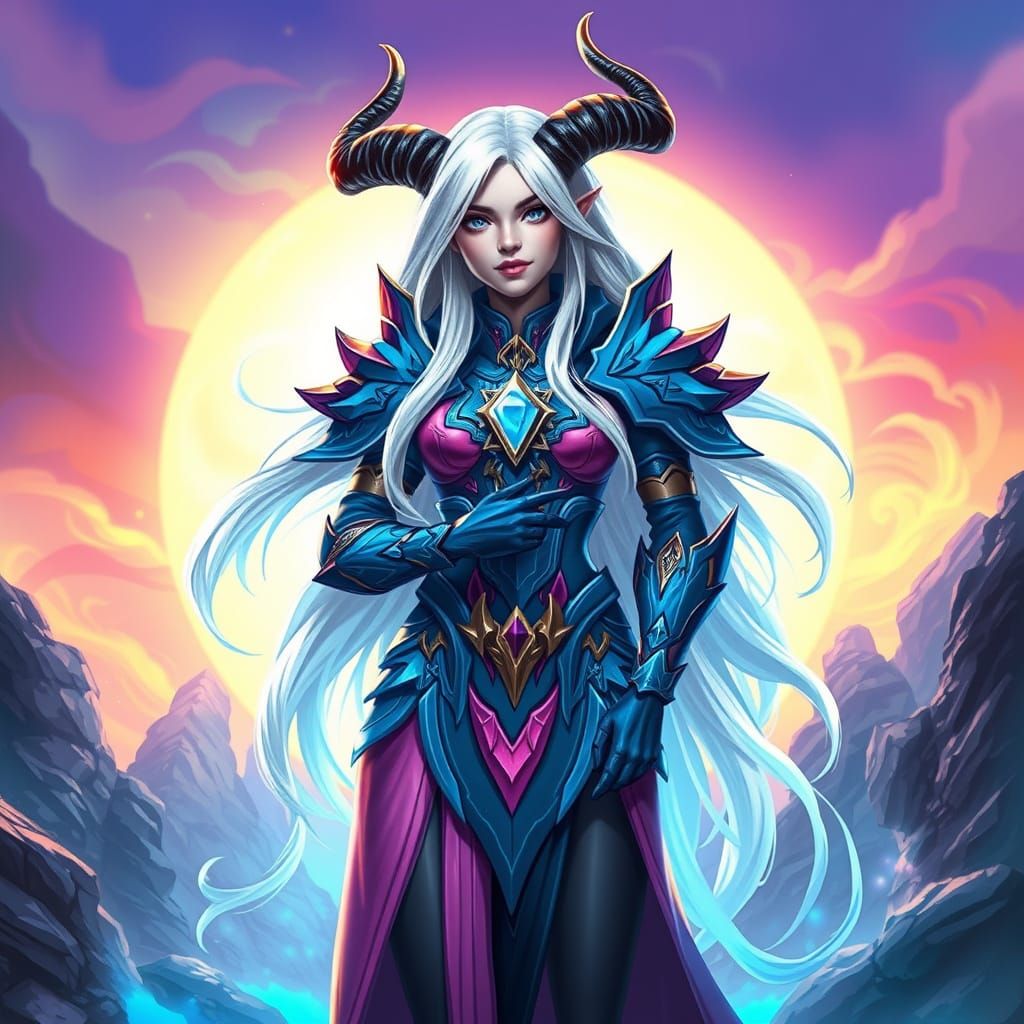 Ethereal Fantasy Warrior in Vibrant Armor