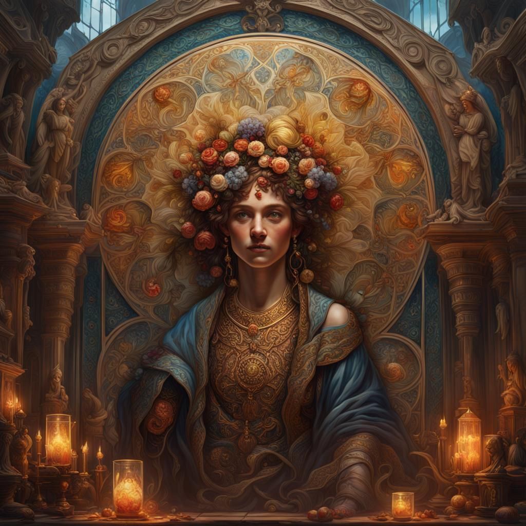 Fantastical Hyperrealistic Oil Painting in Detailed Matte St...