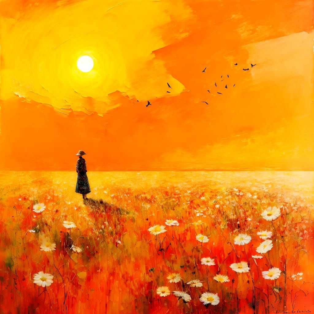 Expressionist Summer Landscape with Impasto Texture