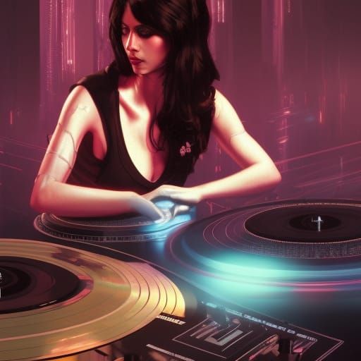 Burning Turntables in Cyberpunk Style with Dancers
