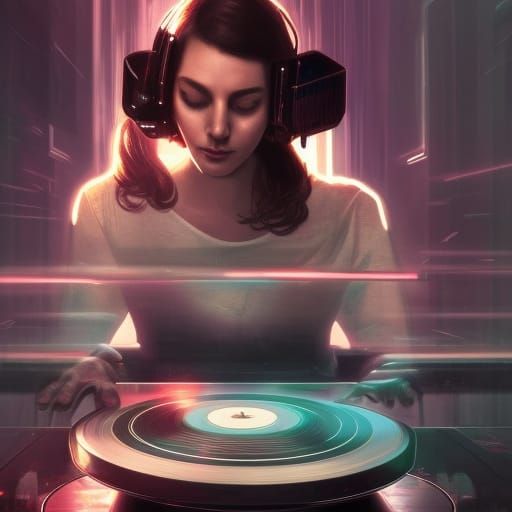 Burning Turntables in Cyberpunk Style with Dancers