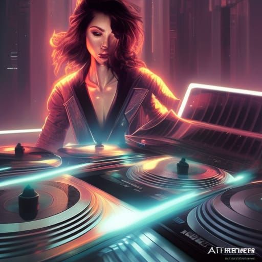 Burning Turntables in Cyberpunk Style with Dancers