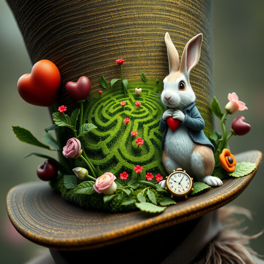Whimsical Wonderland Scene on the Mad Hatter's Hat