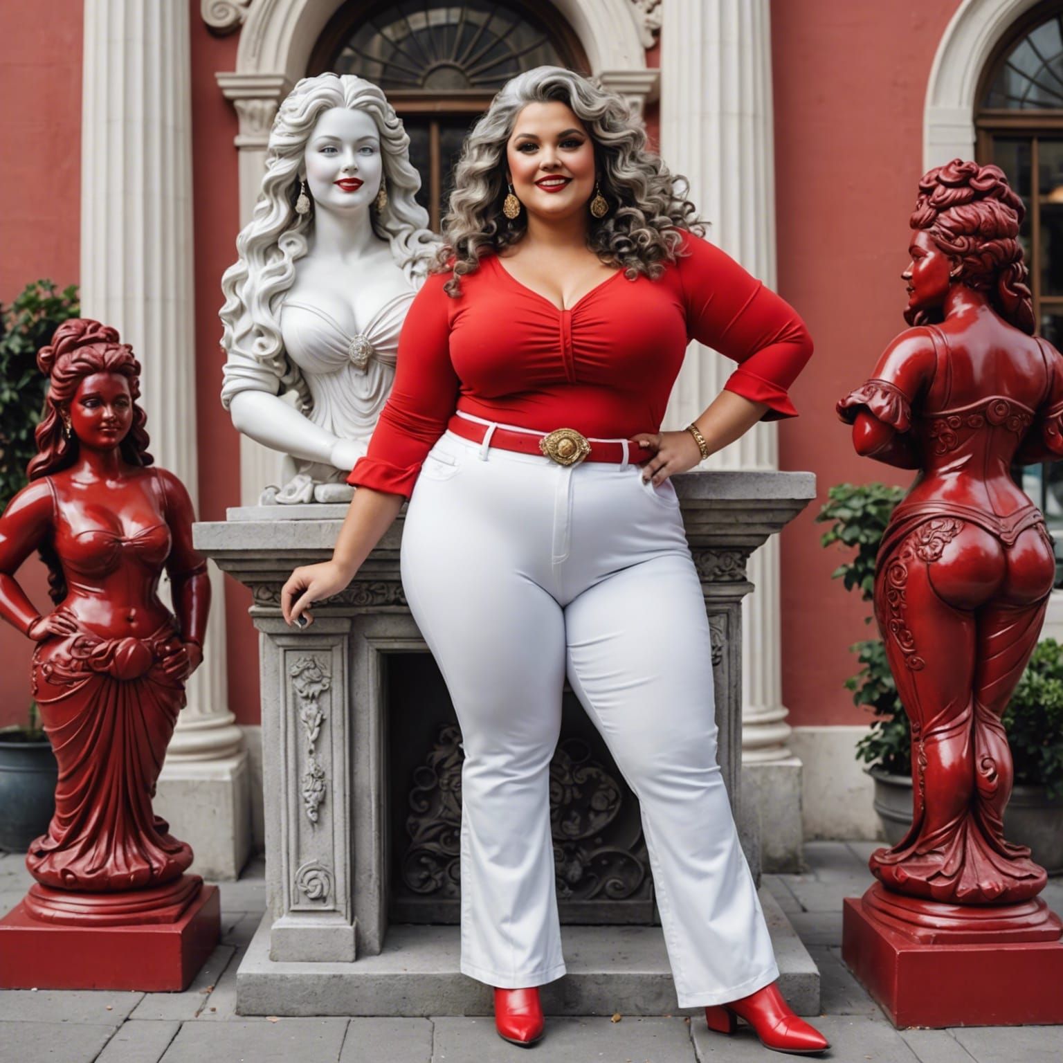 Curvy Woman in Stone Shop: AI Generated Image