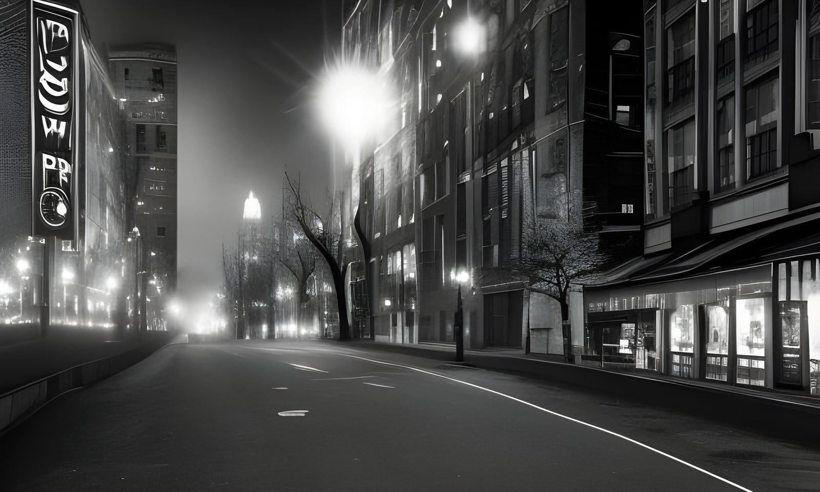 Dark Cityscape at Night