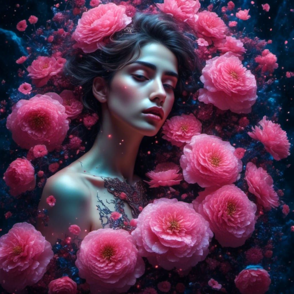 Sparkling Pink Flowers: A Floral Painting