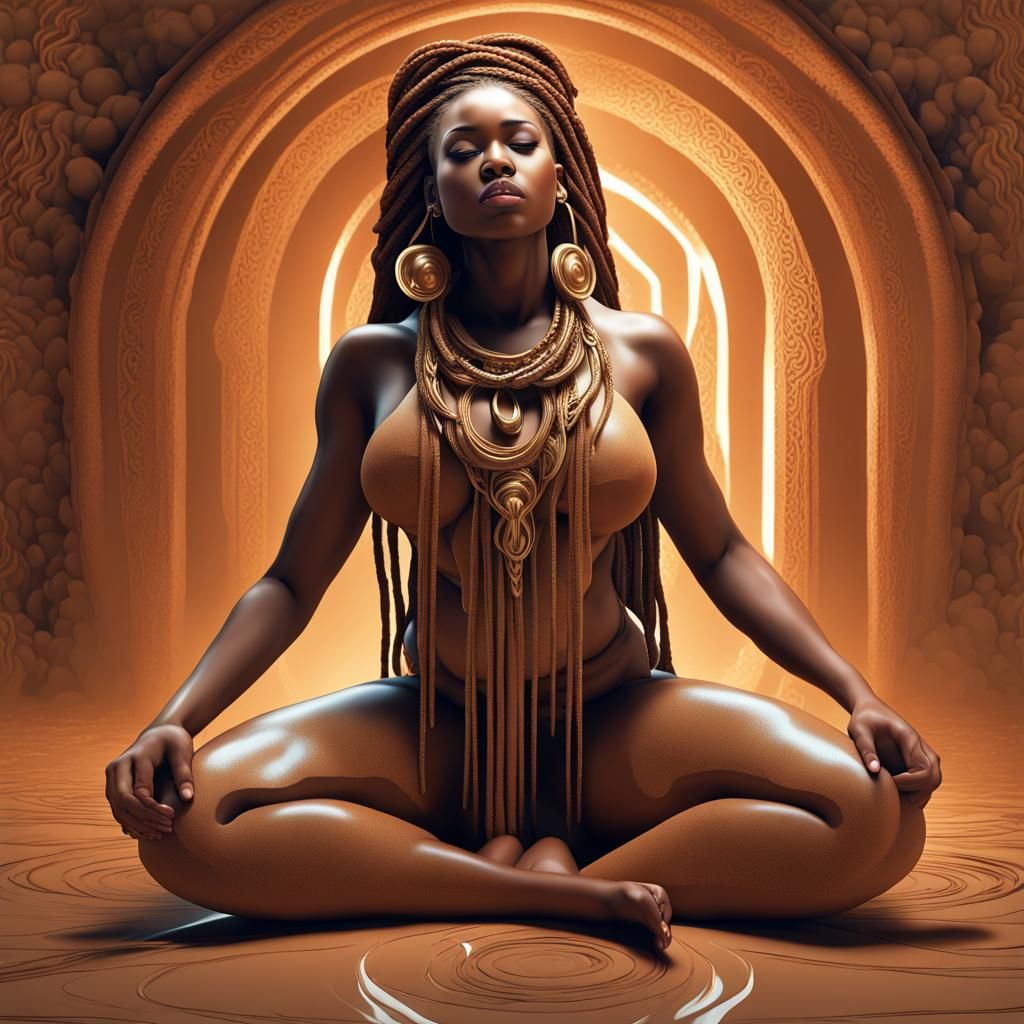 Woman in Prayer: Detailed Matte Painting