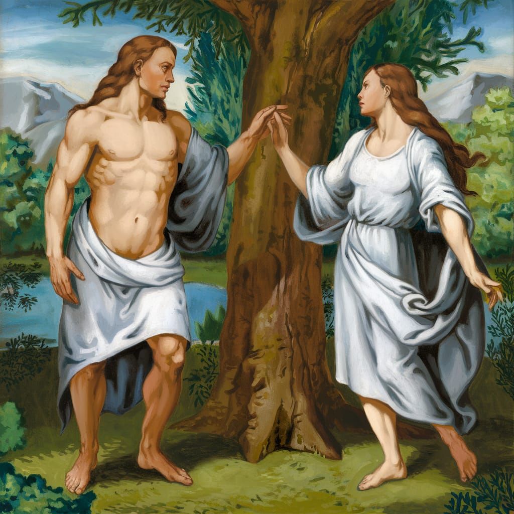 Adam and Eve in the Garden of Eden Painting