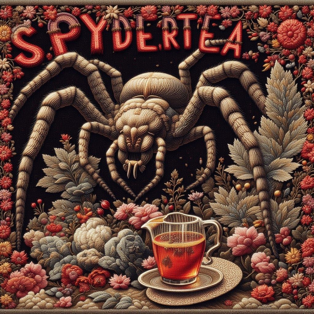 Spider Weaving a Tapestry with Tea