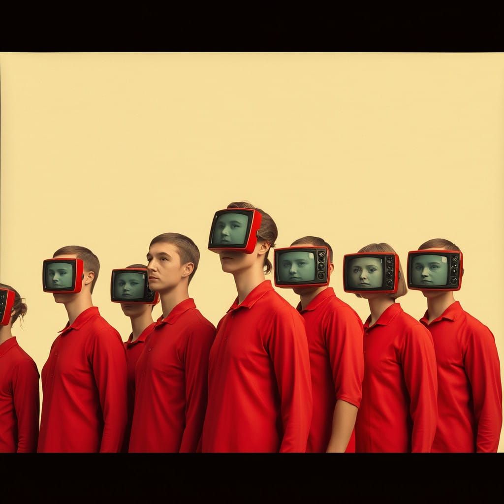 Red Figures in a Dystopian Collage