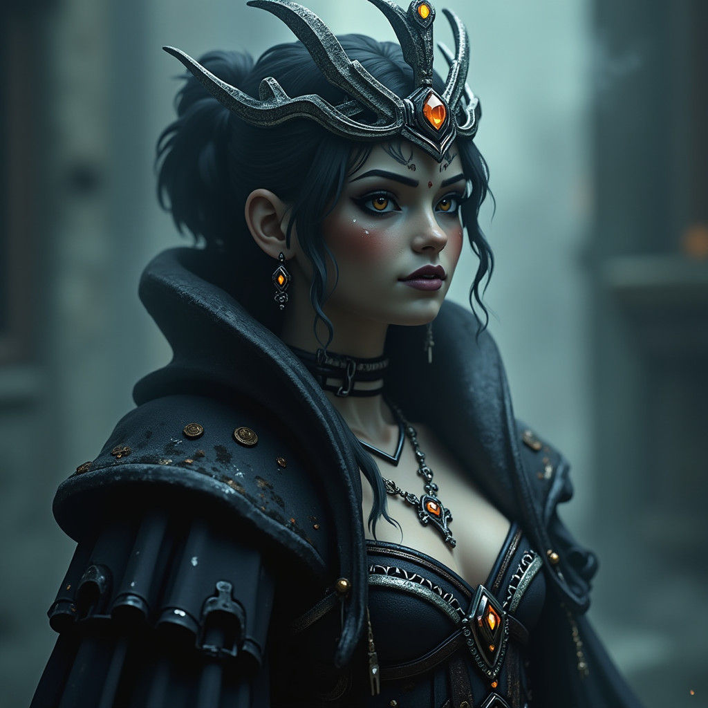 Imposing Queen in Dark Fantasy Style