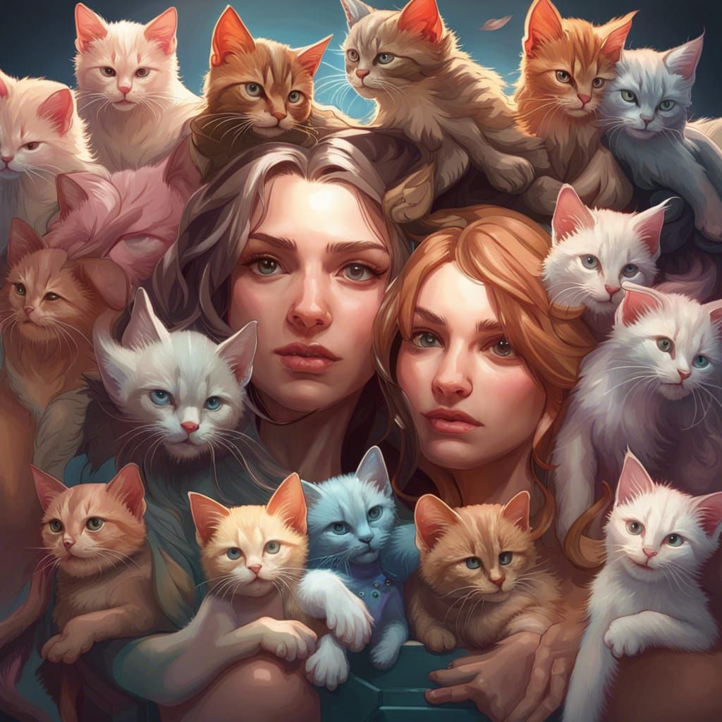 Detailed Portrait of Kittens in a Box