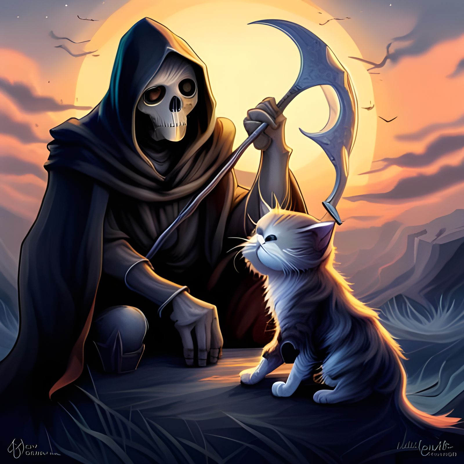 Death and his friend kitten