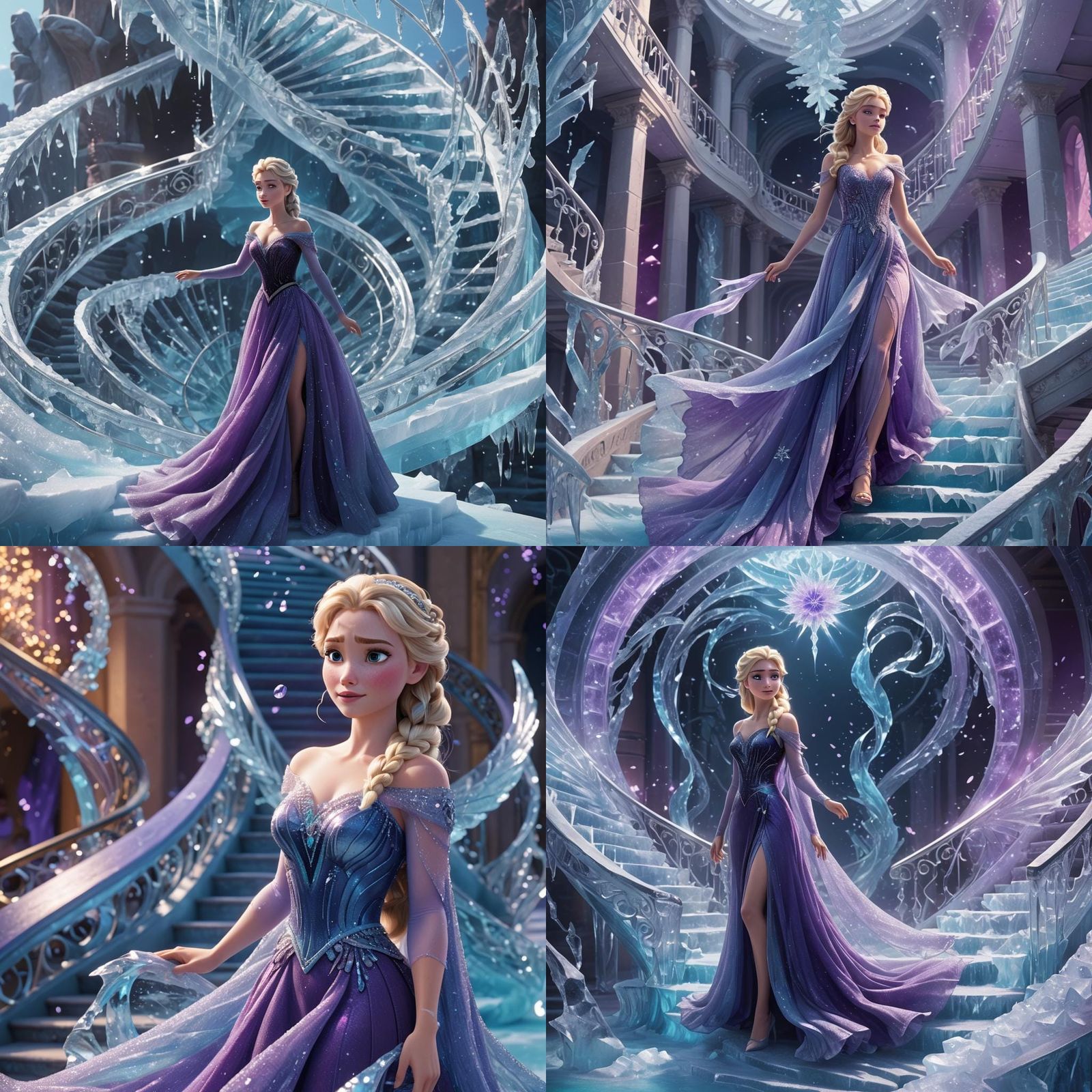 Elsa with Crystal Ice Wings in 3D Digital Art
