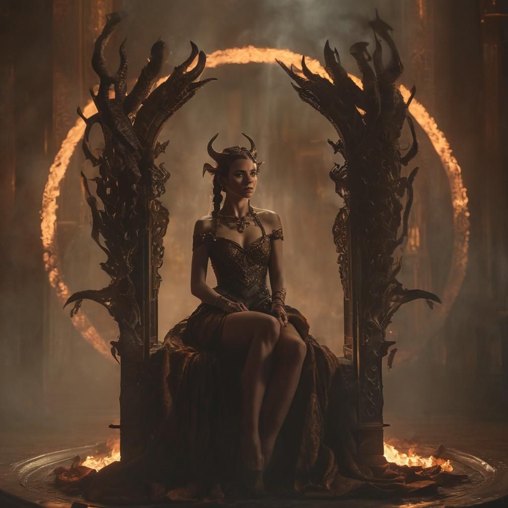 Dark Fantasy Serpent Woman on Throne
