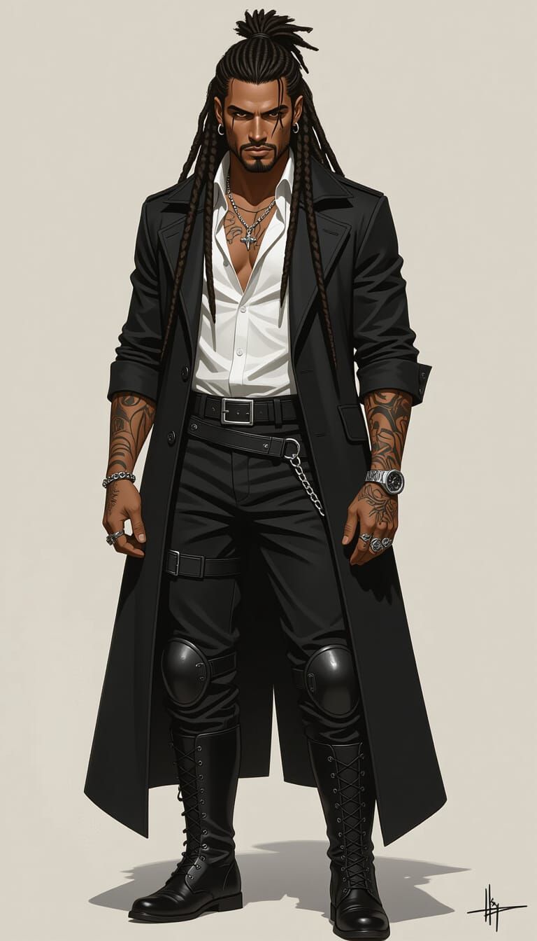 Mystical Futuristic Man with Tattoos