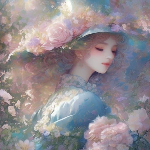 Whimsical Fantasy Floral Still Life in Impressionist Style