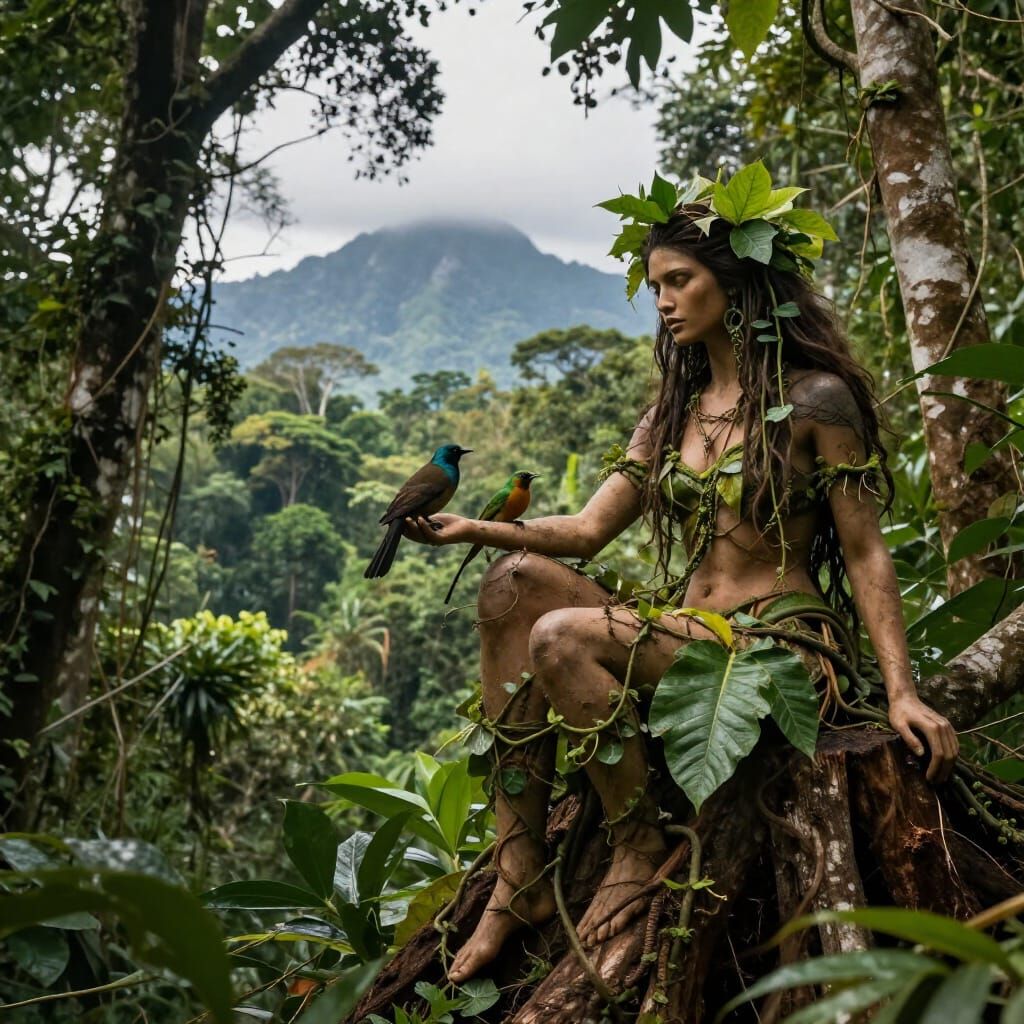 Mother Nature in Lush Jungle Amidst Scary Beauty