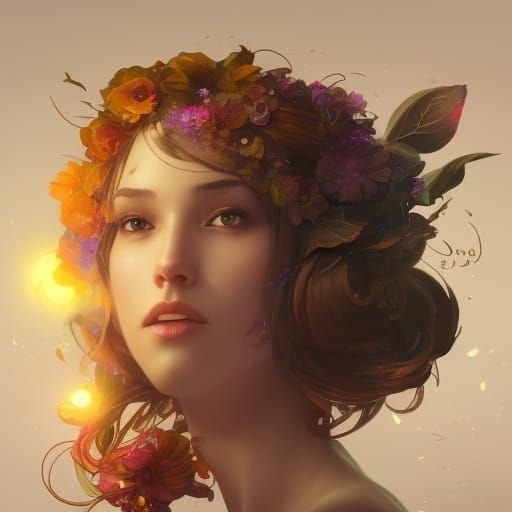 Glowing Magical Flower Portrait in Hyperdetailed Style