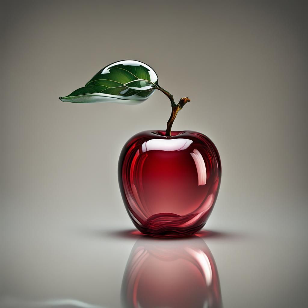 Translucent Glass Apple Digital Render