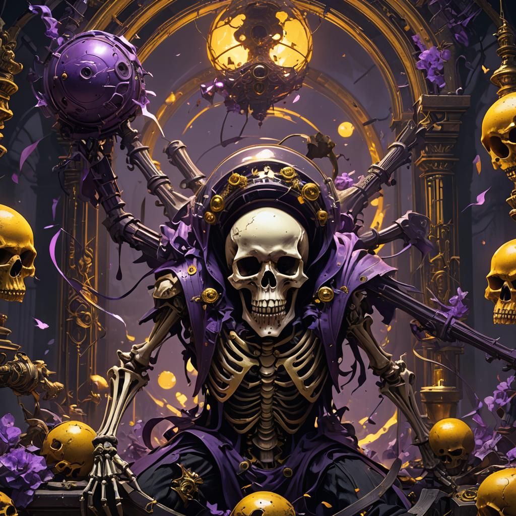 Skull Bomb Skeleton in Dark Fantasy Style
