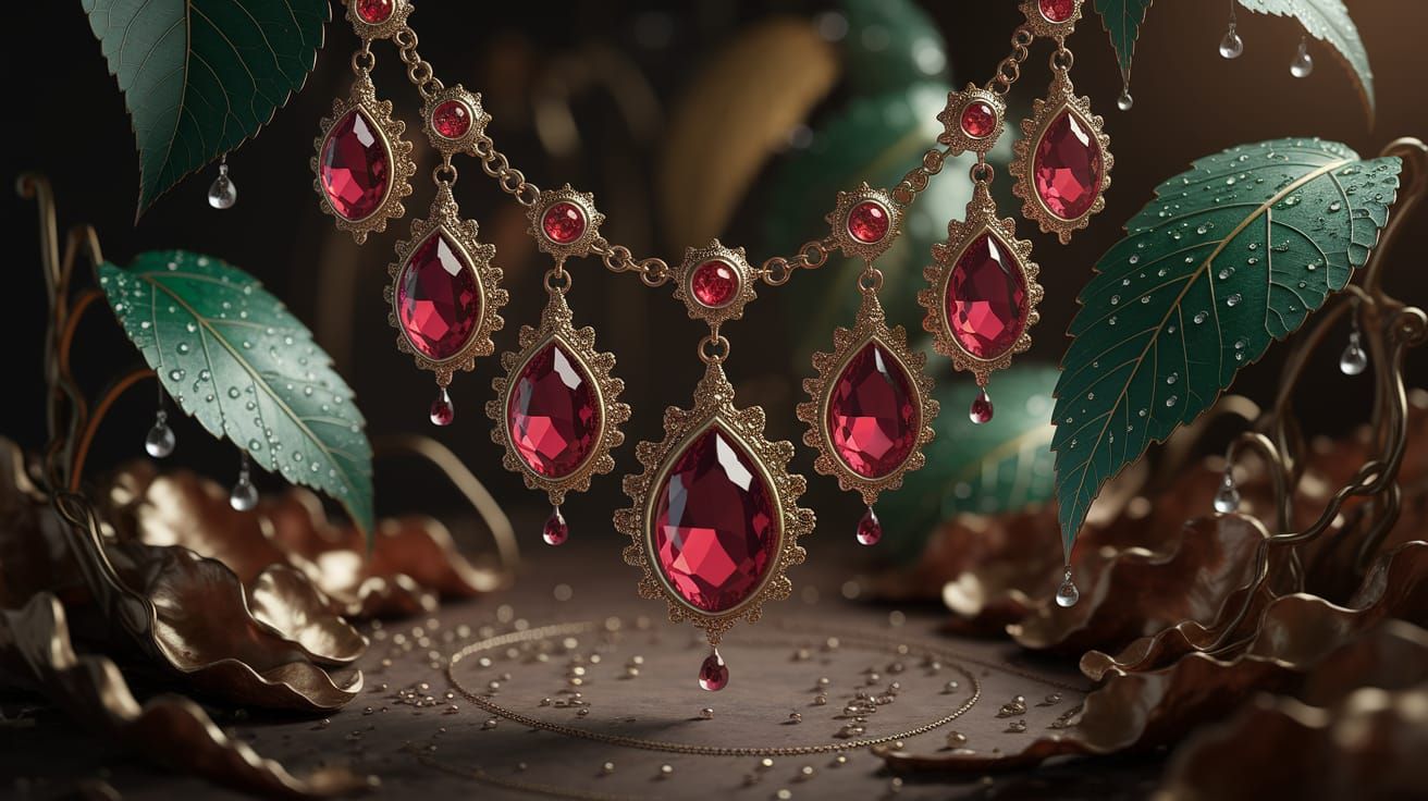 Vintage Red Gemstone Jewelry with Nature-Inspired Details