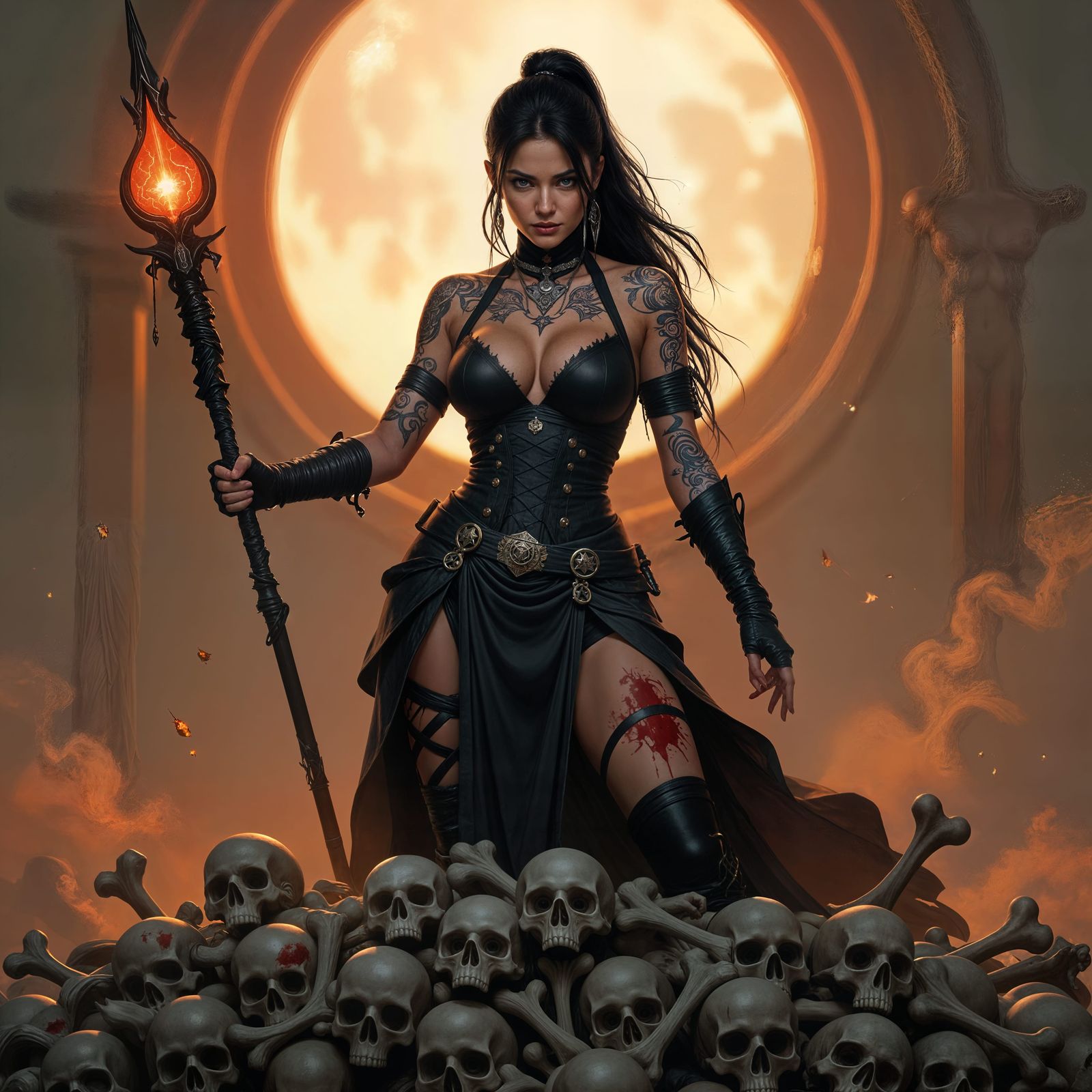 Warrior Mage on Battlefield with Magical Aura