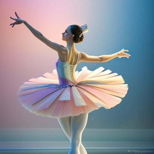 Ballerina Kapučina Dances On Stage in Watercolor Style